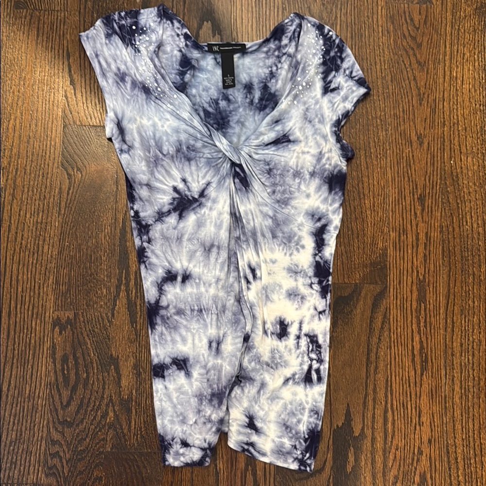 INC International Concepts Blue Tie-Dye Blouse